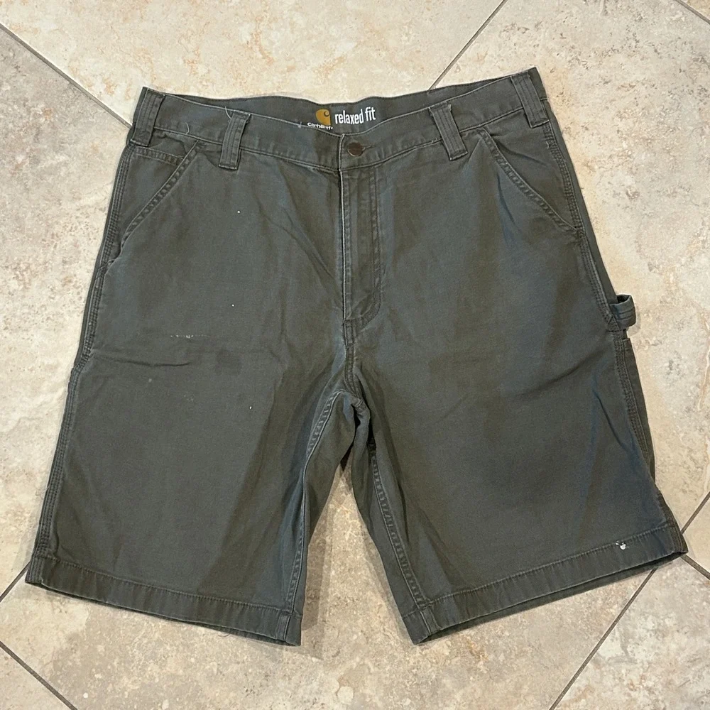Carhartt Relaxed Fit Carpenter Shorts Mens 38x11 Khaki Brown Utility Workwear